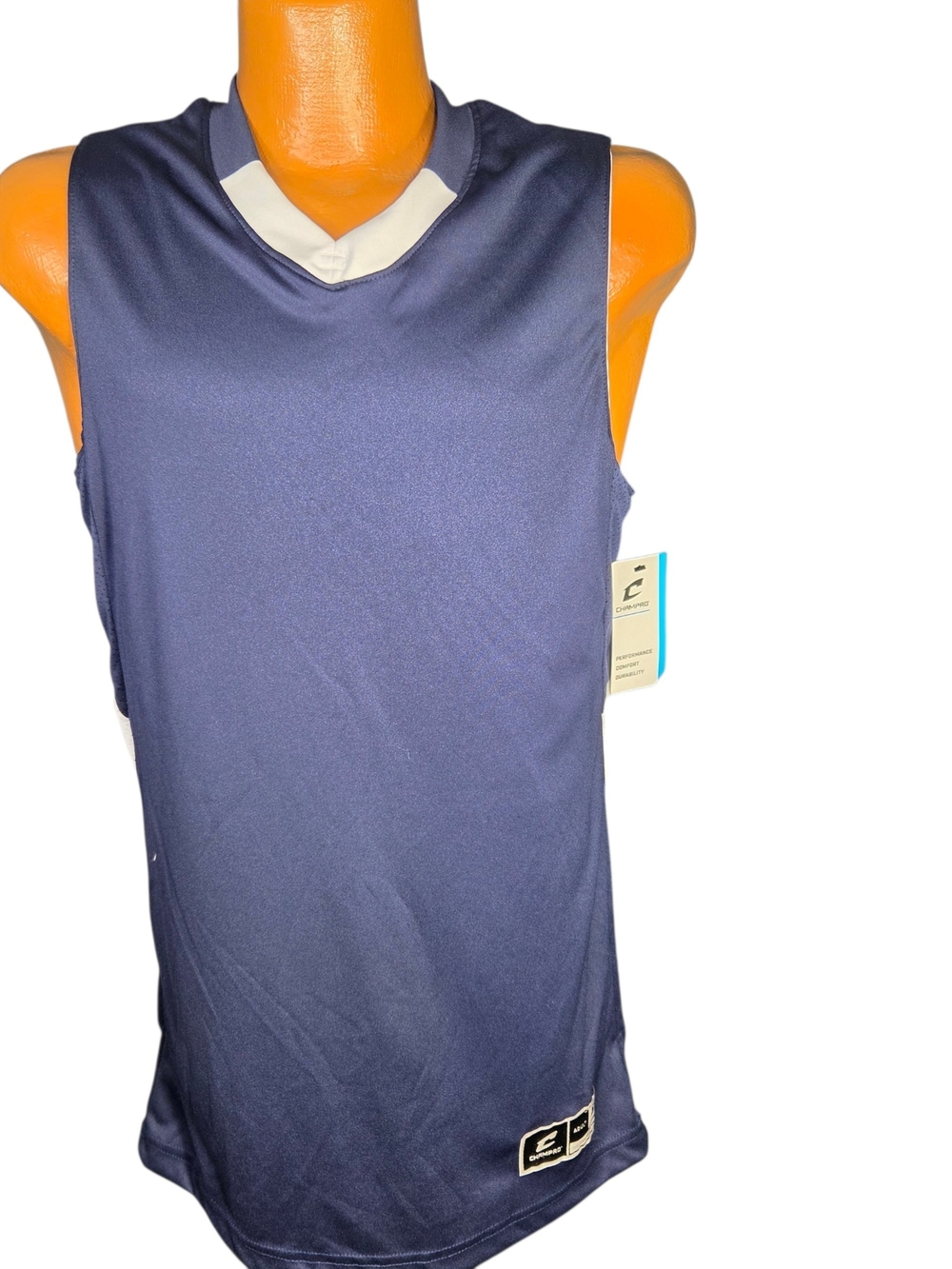 Champro Men's S Reversible Mesh Basketball Jersey Tank Blue/White V-Neck